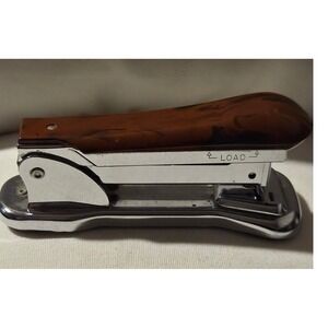 Vintage Ace Cadet Liftop Model 302 Stapler Chrome Brown Marbled Bakelite Chicago